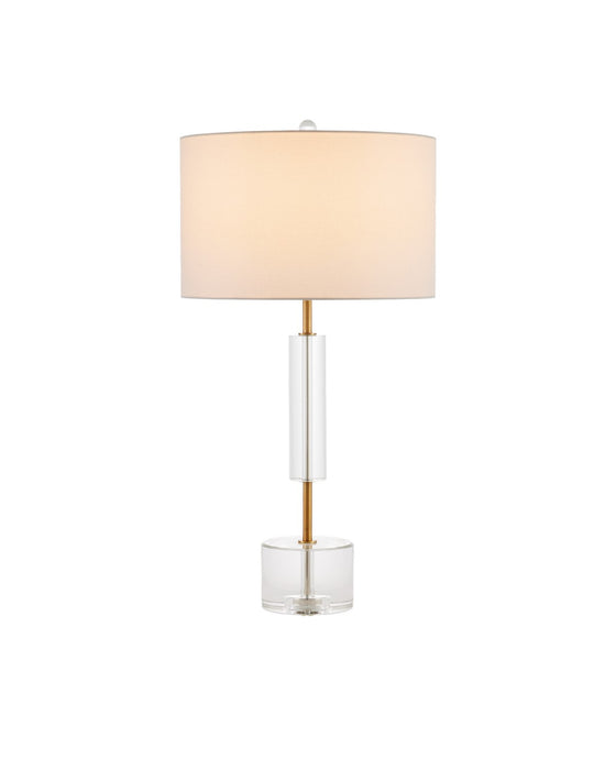 Currey and Company 6000-0971 One Light Table Lamp, Clear / Antique Brass