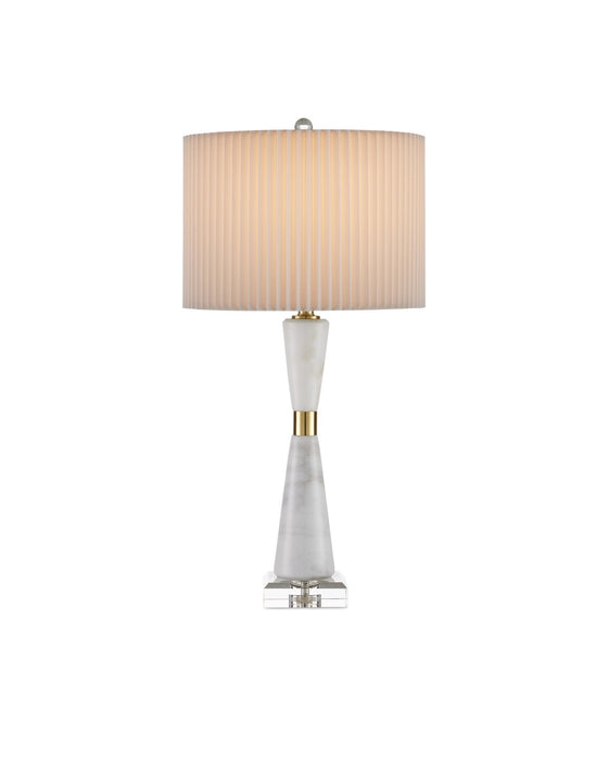 Currey and Company 6000-0973 One Light Table Lamp, White / Clear / Natural Brass