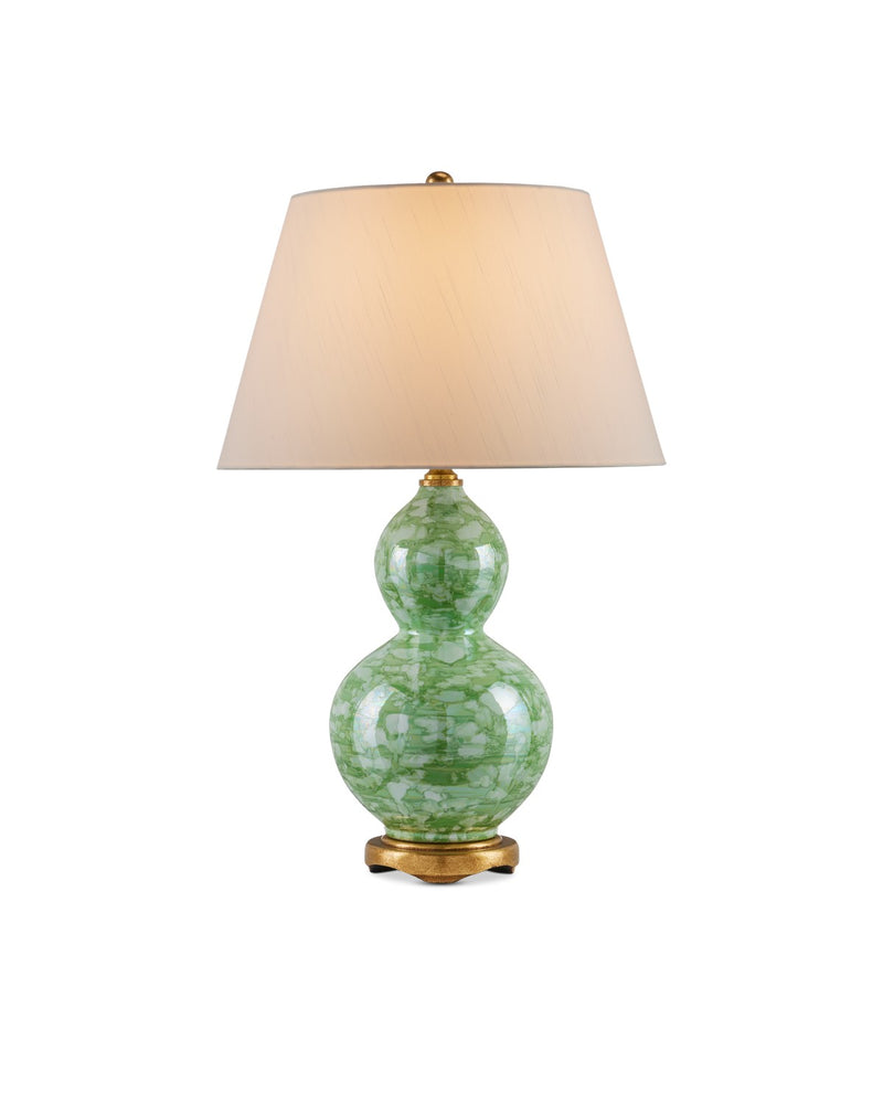 Currey and Company 6000-0975 One Light Table Lamp, Green / Textured Antique Gold Leaf