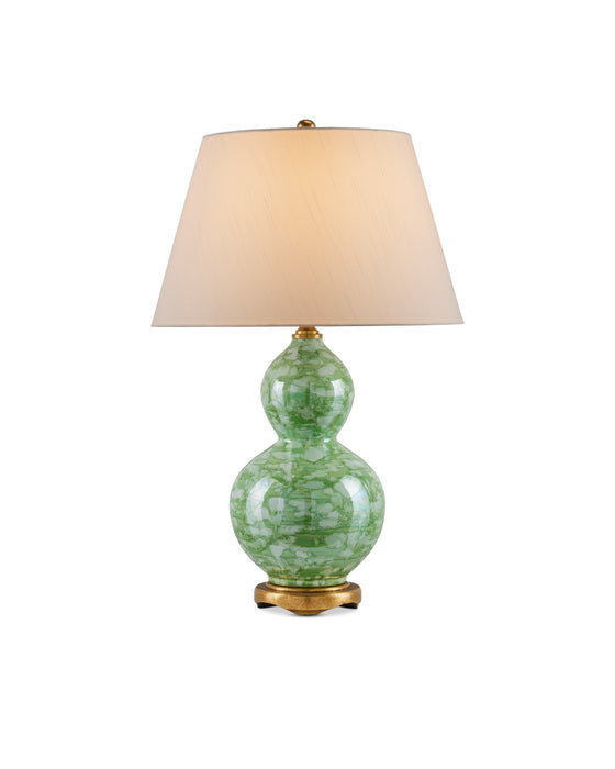 Currey and Company 6000-0975 One Light Table Lamp, Green / Textured Antique Gold Leaf