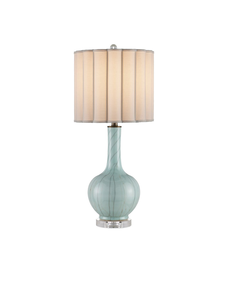 Currey and Company 6000-0976 One Light Table Lamp, Celadon Crackle / Clear / Antique Brass