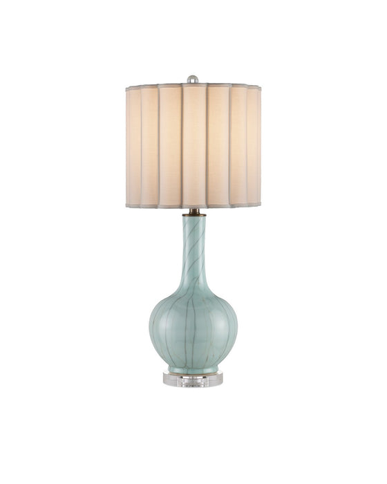 Currey and Company 6000-0976 One Light Table Lamp, Celadon Crackle / Clear / Antique Brass
