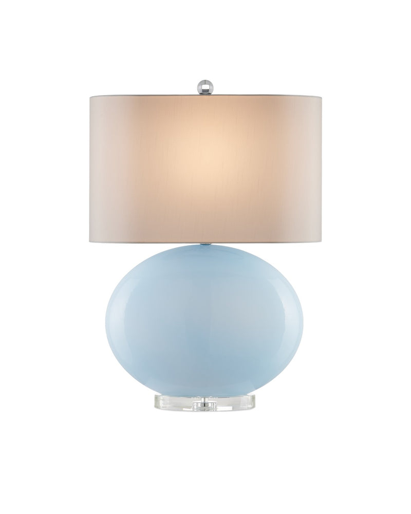 Currey and Company 6000-0977 One Light Table Lamp, Light Blue / Clear / Polished Nickel