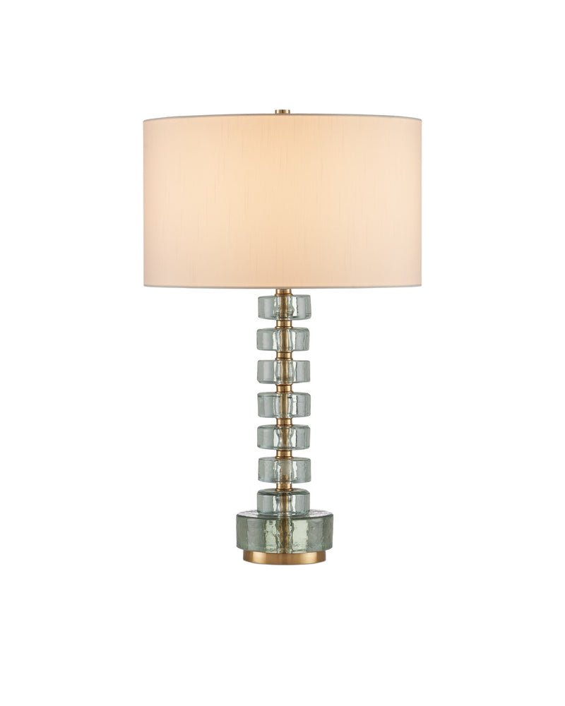 Currey and Company 6000-0985 One Light Table Lamp, Clear / Antique Brass