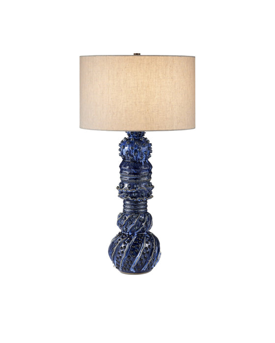 Currey and Company 6000-0995 One Light Table Lamp, Dark Blue Reactive