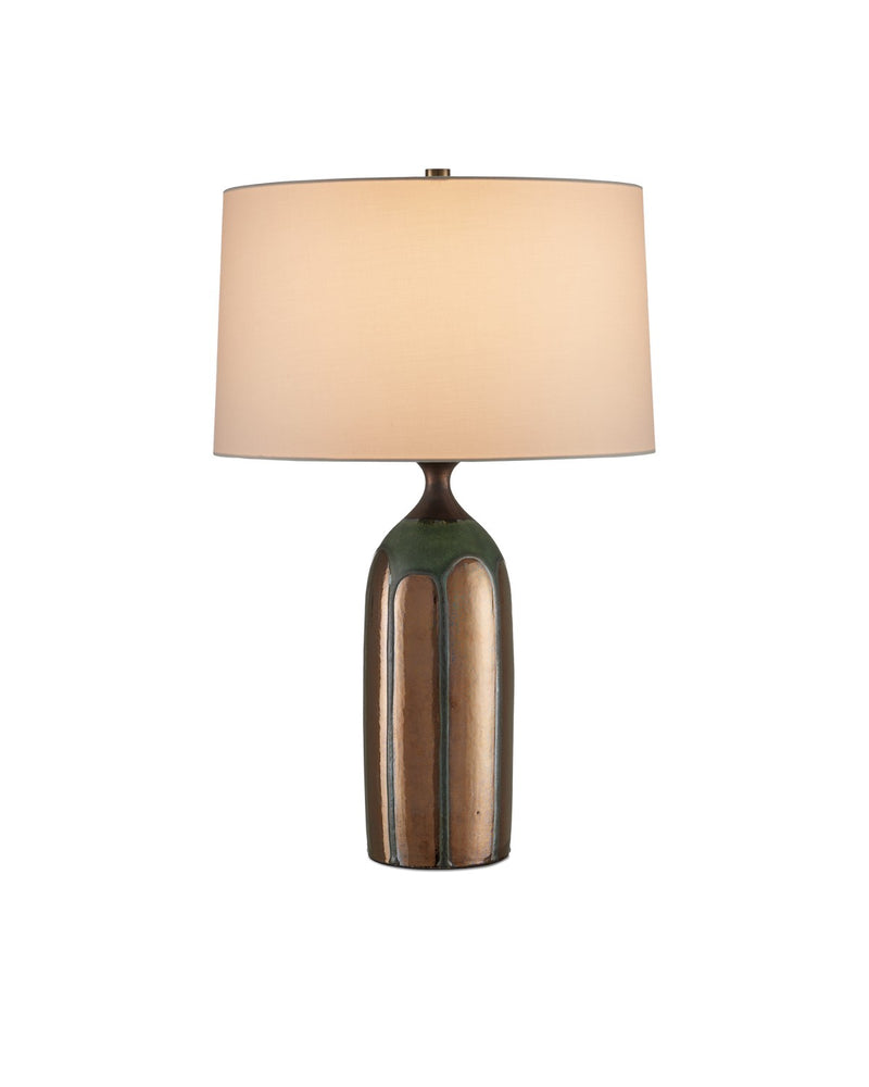 Currey and Company 6000-1000 One Light Table Lamp, Dark Green / Copper