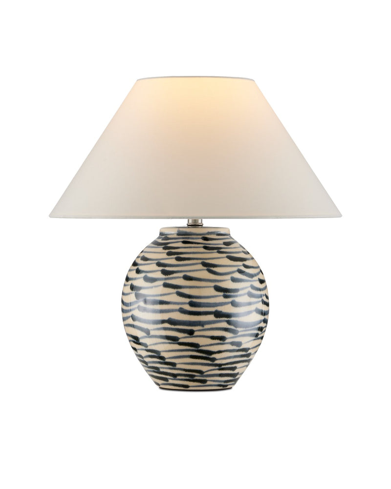 Currey and Company 6000-1003 One Light Table Lamp, Navy Blue / Beige