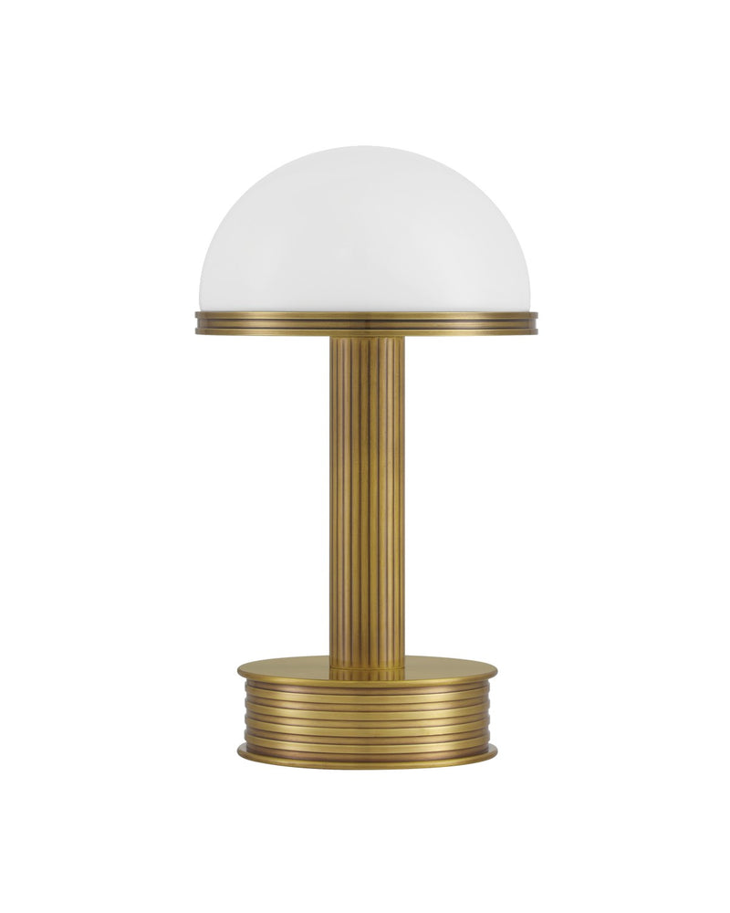 Currey and Company 6700-0006 LED Table Lamp, Antique Brass / Milk