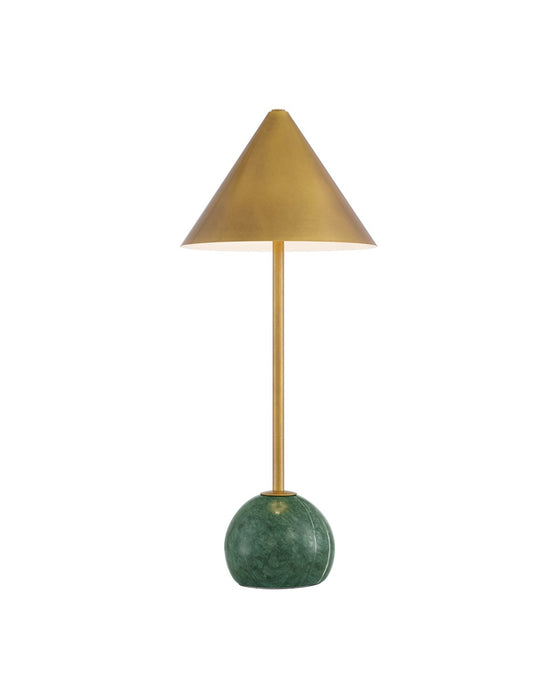 Currey and Company 6700-0009 LED Table Lamp, Antique Brass / Green