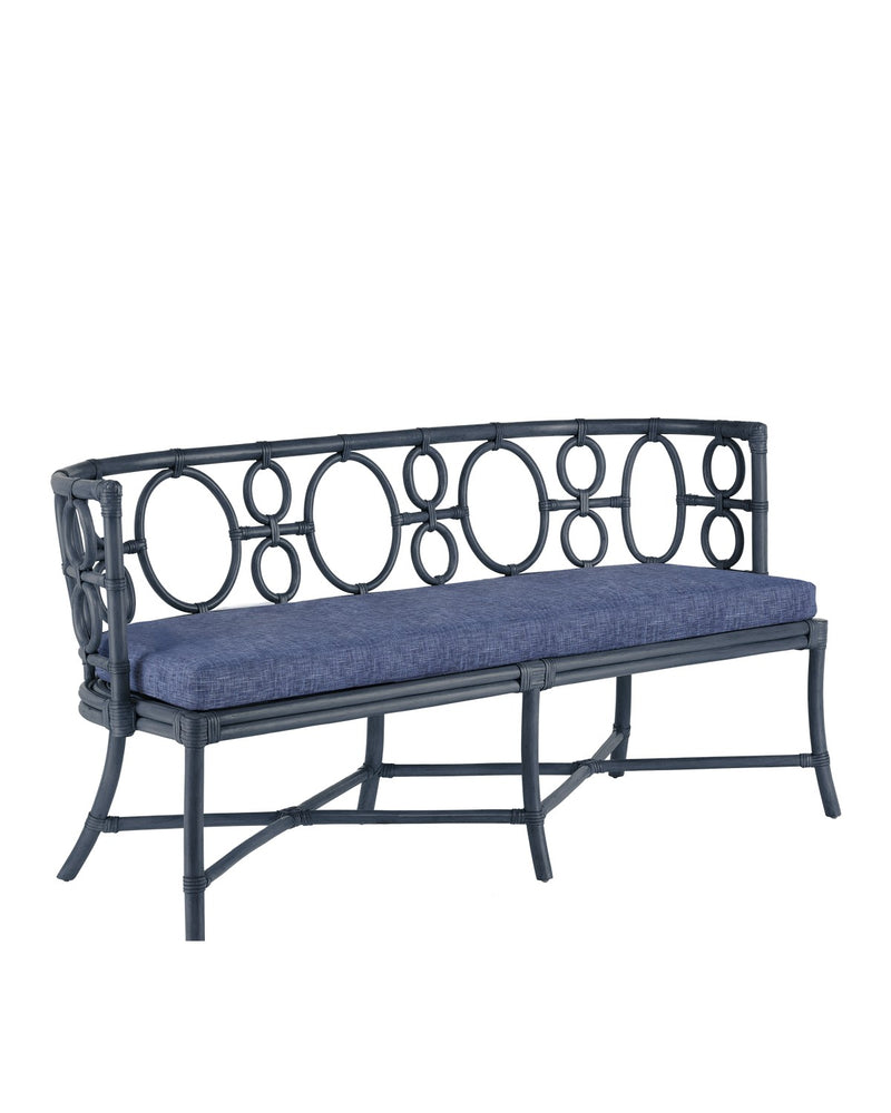 Currey and Company 7000-0812 Bench, Vintage Navy / Finn Indigo