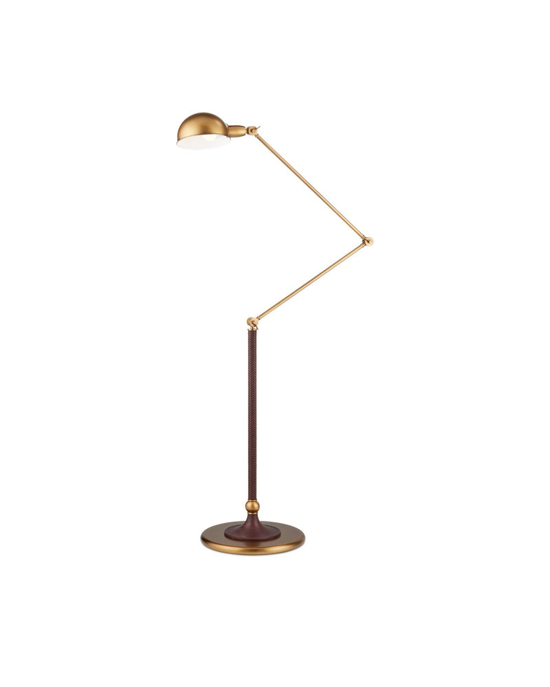 Currey and Company 8000-0162 LED Floor Lamp, Antique Brass / Brownish Red