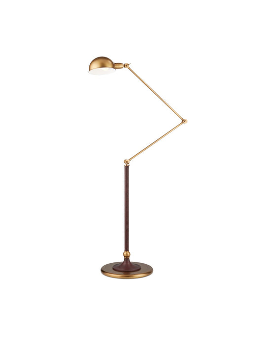 Currey and Company 8000-0162 LED Floor Lamp, Antique Brass / Brownish Red