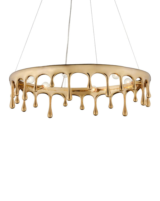 Currey and Company 9000-1230 Six Light Chandelier, Polished Brass