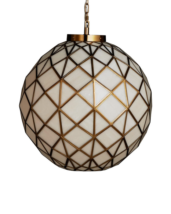 Currey and Company 9000-1232 One Light Pendant, White / Antique Brass
