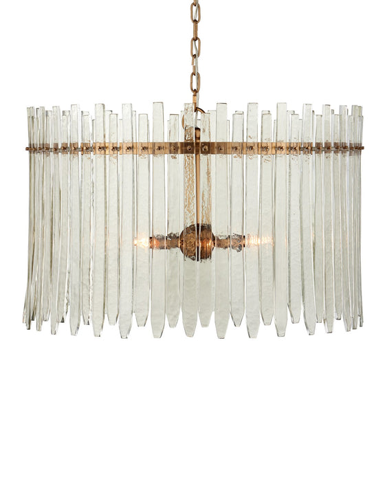 Currey and Company 9000-1234 Six Light Chandelier, Clear / Antique Brass