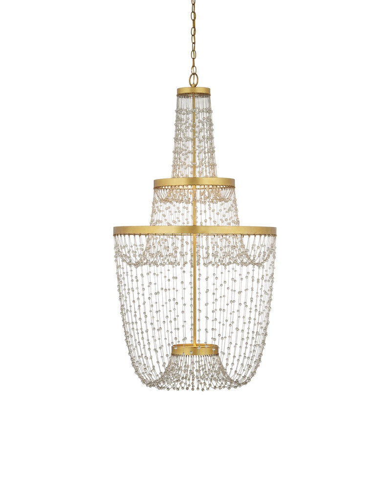 Currey and Company 9000-1238 LED Chandelier, Contemporary Gold Leaf / Contemporary Gold / Clear