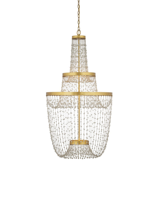Currey and Company 9000-1238 LED Chandelier, Contemporary Gold Leaf / Contemporary Gold / Clear