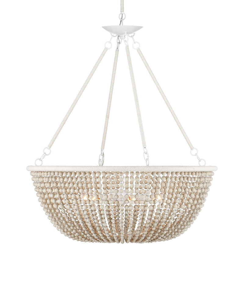 Currey and Company 9000-1240 Six Light Chandelier, Sugar White / Sandstone / White