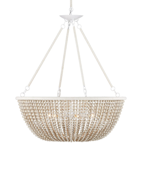 Currey and Company 9000-1240 Six Light Chandelier, Sugar White / Sandstone / White