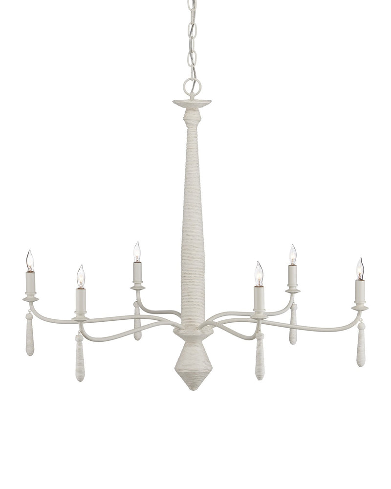 Currey and Company 9000-1241 Six Light Chandelier, Snow White / White
