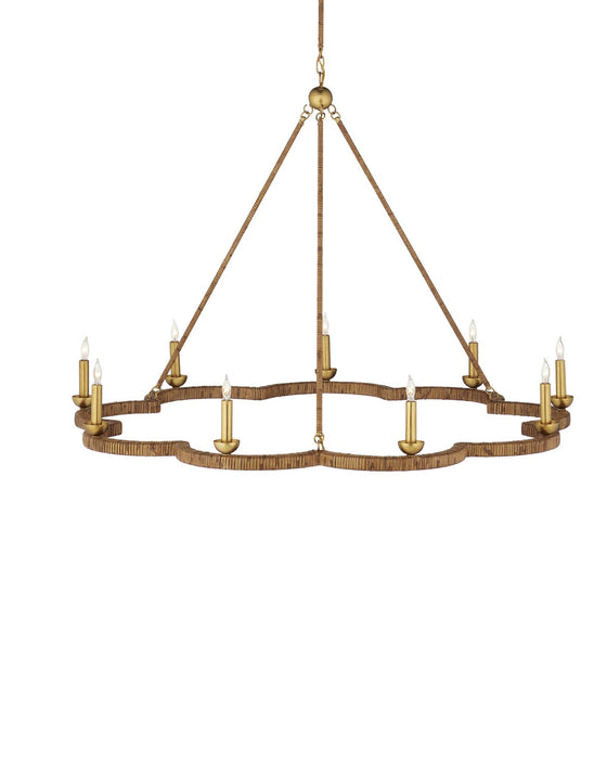 Currey and Company 9000-1244 Nine Light Chandelier, Natural / Contemporary Gold Leaf