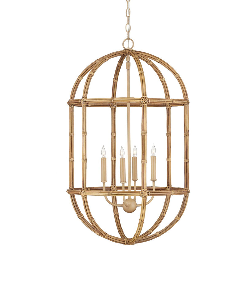 Currey and Company 9000-1246 Four Light Lantern, Natural / Saddle Tan