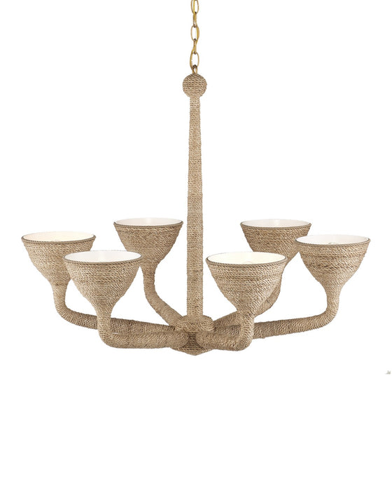 Currey and Company 9000-1248 Six Light Chandelier, Natural / Contemporary Gold / Sugar White