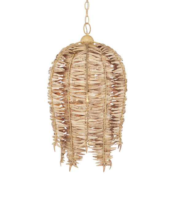 Currey and Company 9000-1251 Three Light Pendant, Natural / Coco Cream