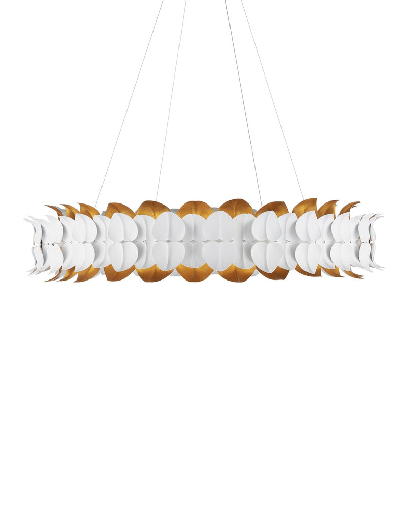 Currey and Company 9000-1253 LED Chandelier, Gesso White / Contemporary Gold
