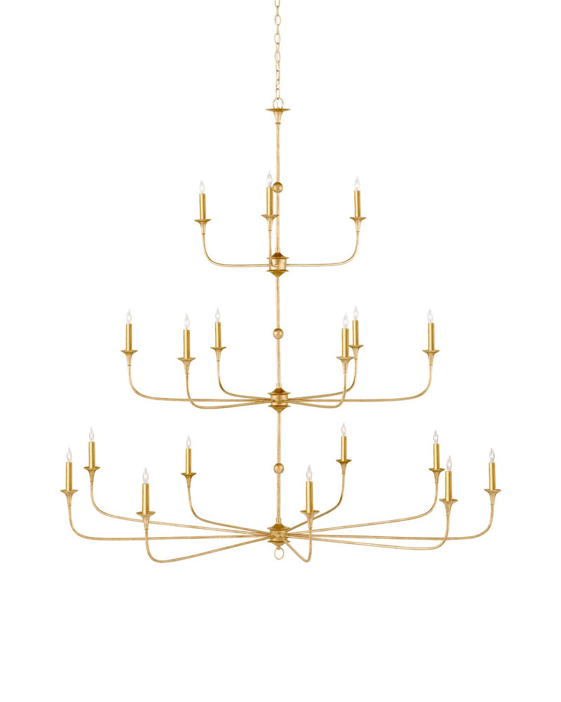 Currey and Company 9000-1255 18 Light Chandelier, Contemporary Gold Leaf / Contemporary Gold