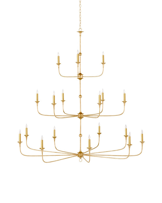 Currey and Company 9000-1255 18 Light Chandelier, Contemporary Gold Leaf / Contemporary Gold