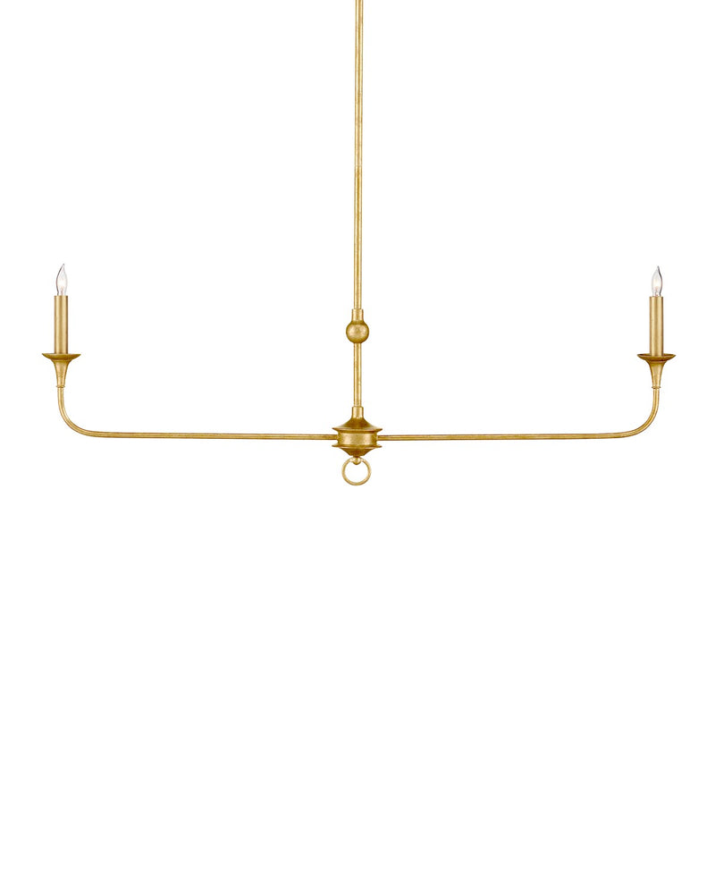 Currey and Company 9000-1256 Two Light Chandelier, Contemporary Gold Leaf