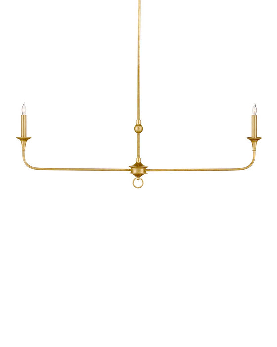 Currey and Company 9000-1256 Two Light Chandelier, Contemporary Gold Leaf