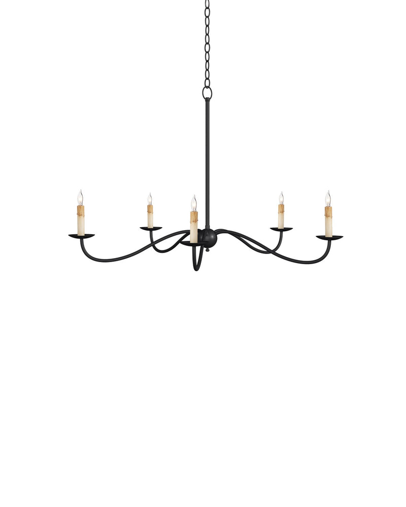 Currey and Company 9000-1257 Five Light Chandelier, Zanzibar Black