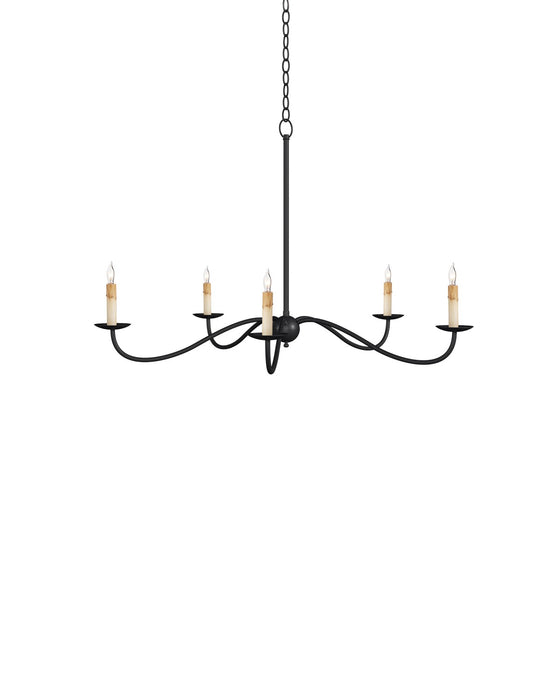 Currey and Company 9000-1257 Five Light Chandelier, Zanzibar Black