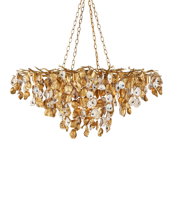 Currey and Company 9000-1261 14 Light Chandelier, Contemporary Gold Leaf / Contemporary Gold / Natural