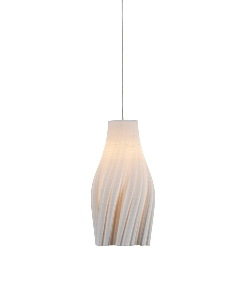 Currey and Company 9000-1270 One Light Pendant, White / Silver