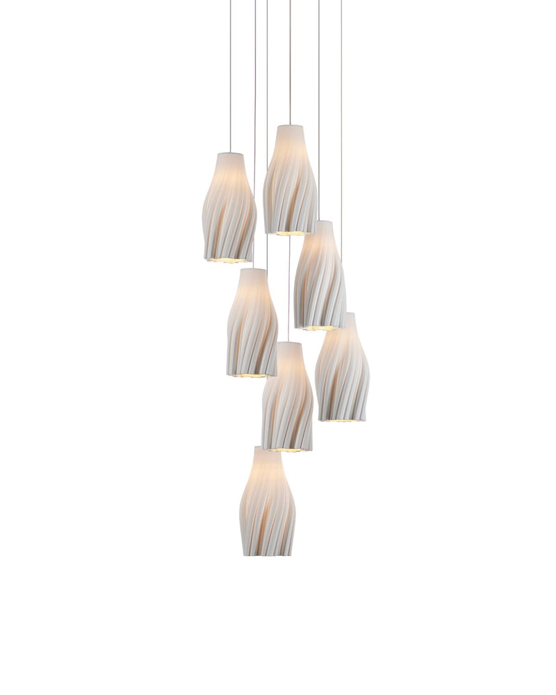 Currey and Company 9000-1272 Seven Light Pendant, White / Silver