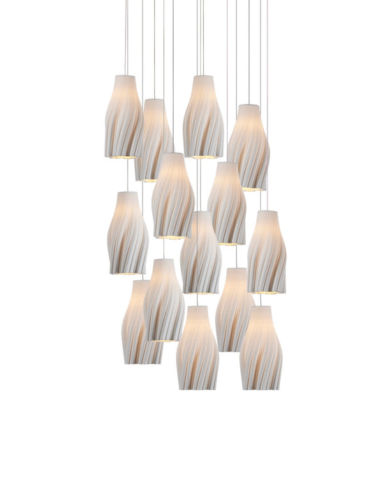 Currey and Company 9000-1273 15 Light Pendant, White / Silver