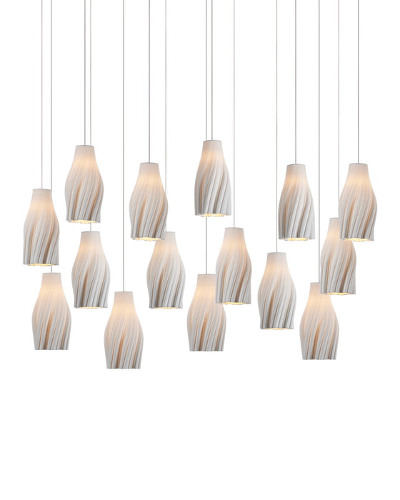 Currey and Company 9000-1274 15 Light Pendant, White / Silver