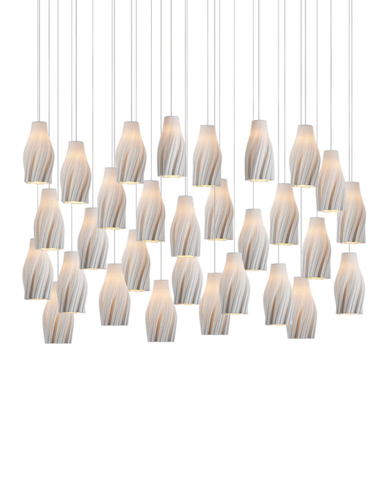 Currey and Company 9000-1275 30 Light Linear Pendant, White / Silver