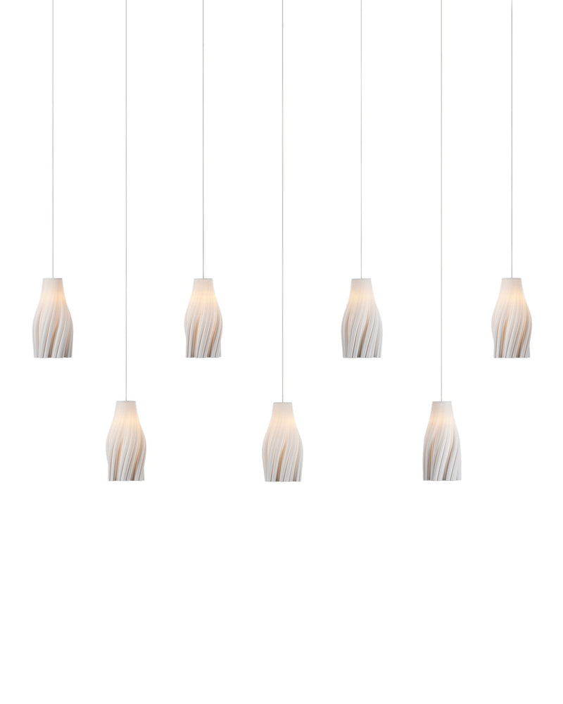 Currey and Company 9000-1277 Seven Light Linear Pendant, White / Silver