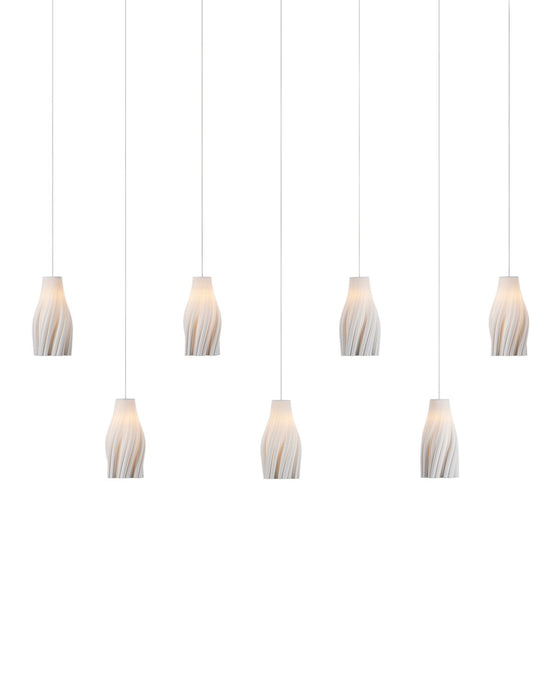 Currey and Company 9000-1277 Seven Light Linear Pendant, White / Silver