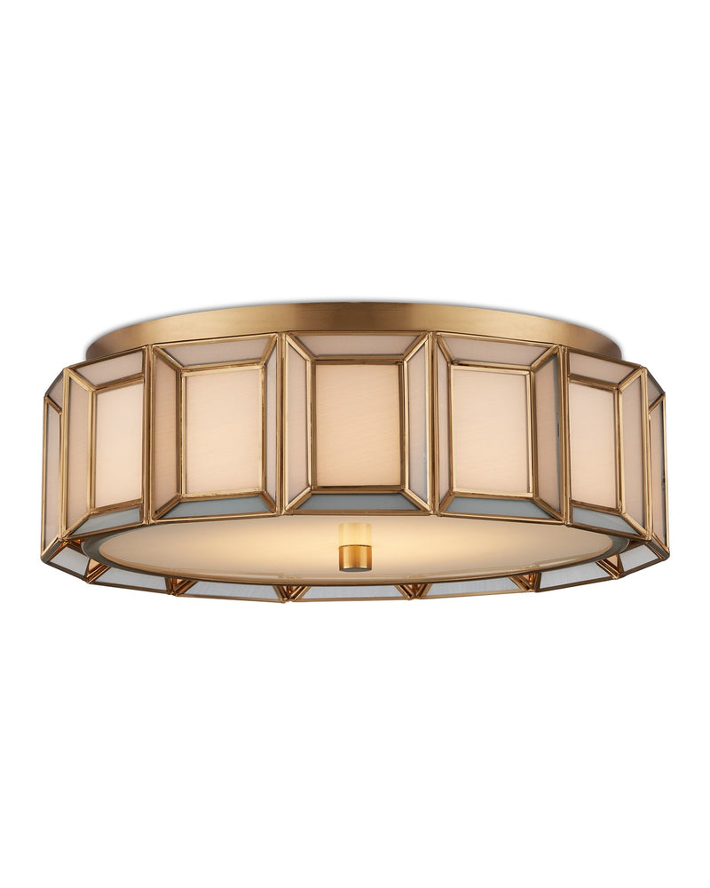 Currey and Company 9999-0077 LED Flush Mount, Antique Brass / White