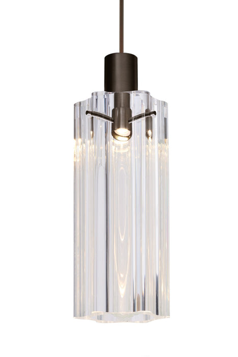 Besa 1XC-ICE7CL-BR One Light Pendant, Bronze