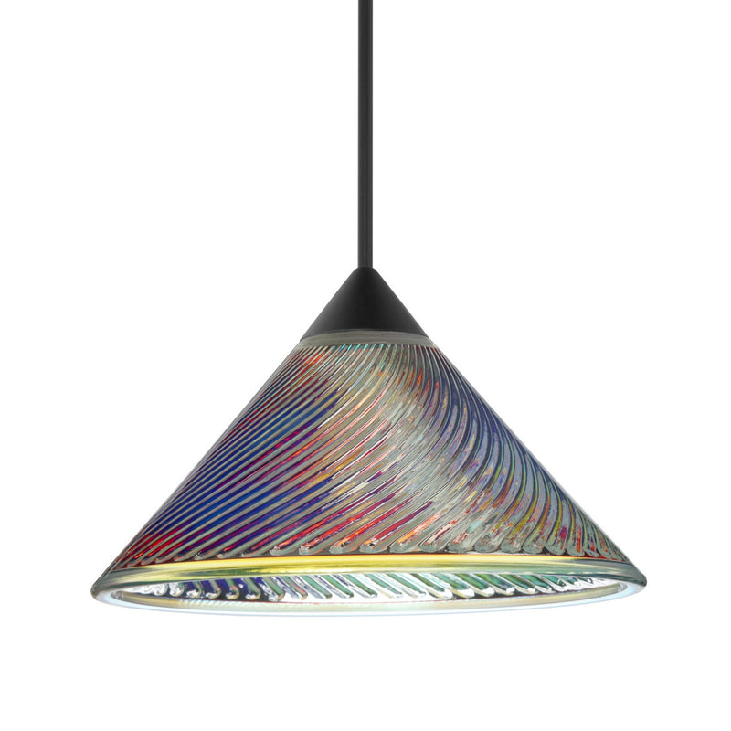 Besa 1XT-550493-BK One Light Pendant, Black