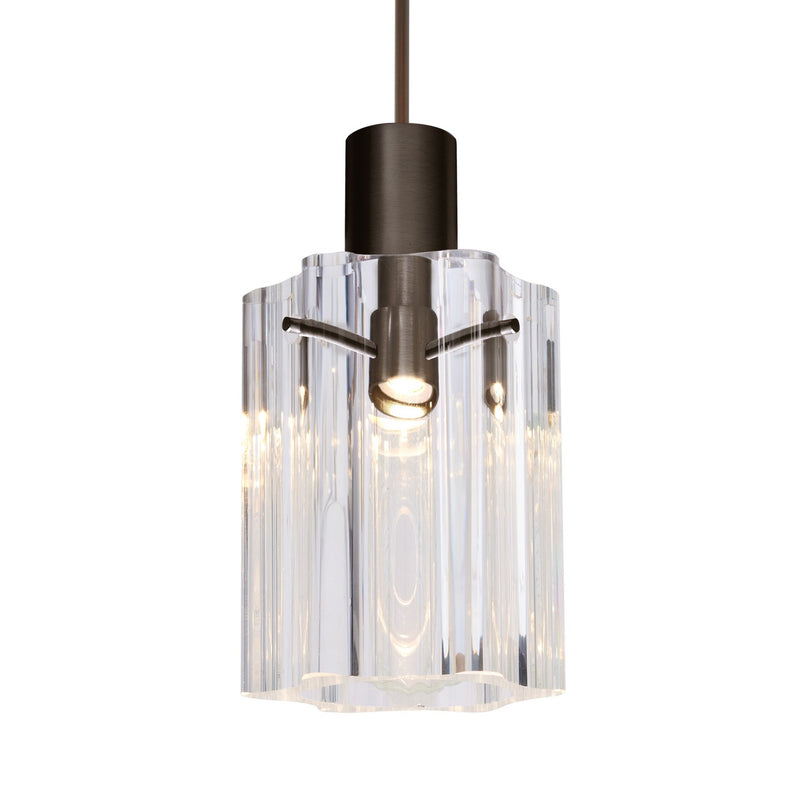 Besa 1XT-ICE4CL-BR One Light Pendant, Bronze