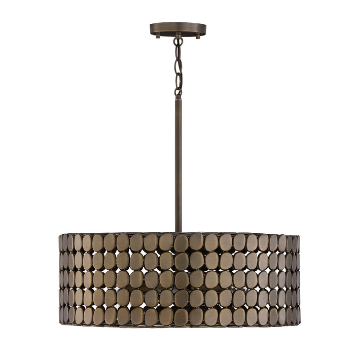 Capital Lighting 354141DR Four Light Pendant, Dark Brass