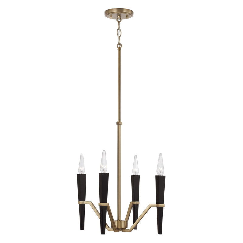Capital Lighting 453841AB Four Light Chandelier, Aged Brass and Black