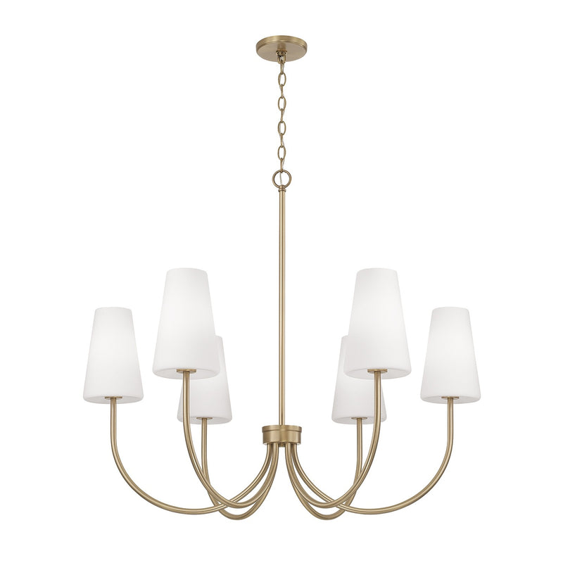 Capital Lighting 455261AD-550 Six Light Chandelier, Aged Brass